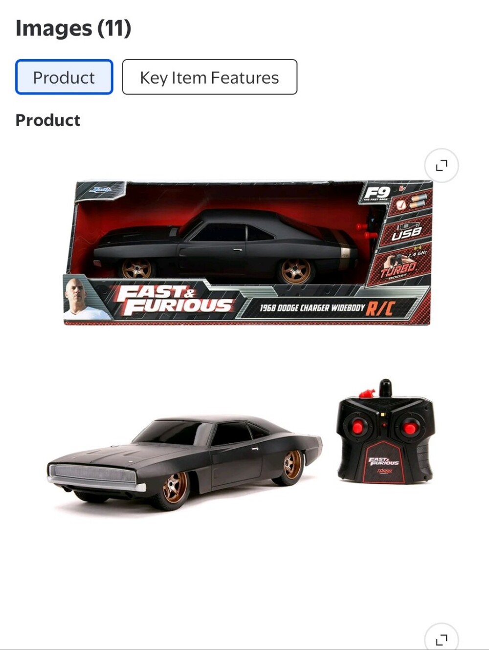 Jada Toys Fast & Furious 1:16 Dom's 1968 Dodge Charger Widebody RC Car